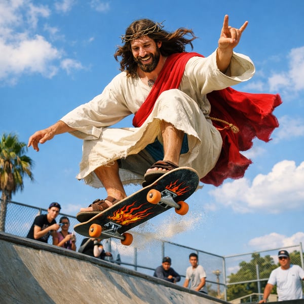 Fun picture of Jesus on a skateboard-1